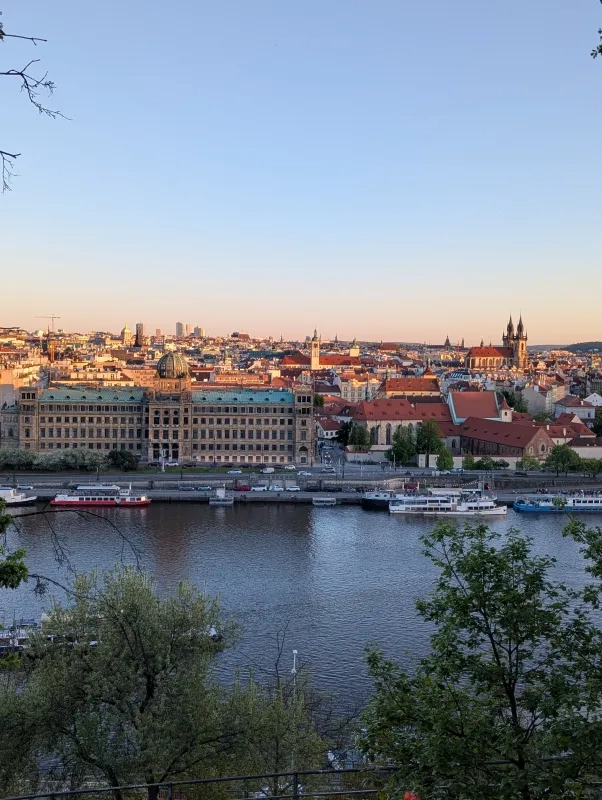 The view from Letna Park overlooking the Vltava River. 
