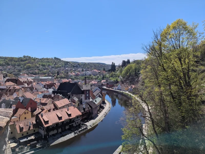 The town of Český Krumlov is along the winding Vltava River. 