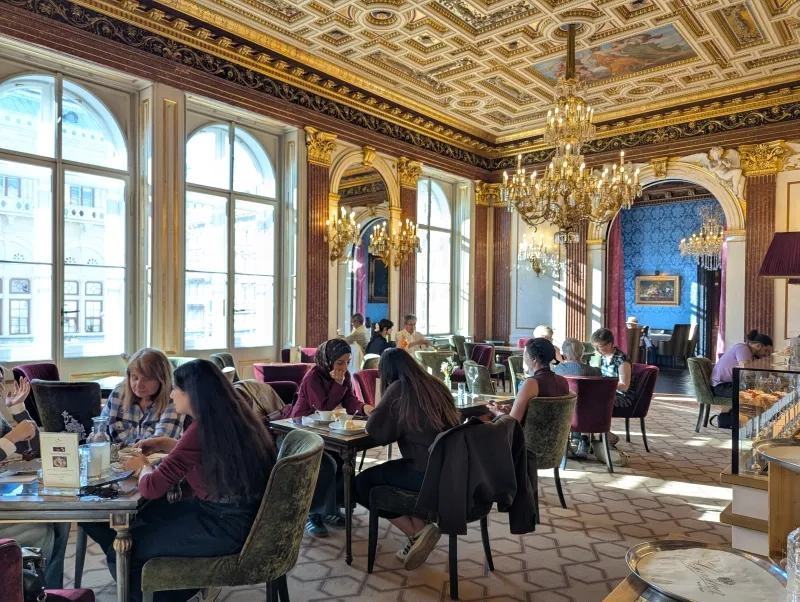 The ultimate afternoon tea at Gerstner Café, famous for its cakes. 