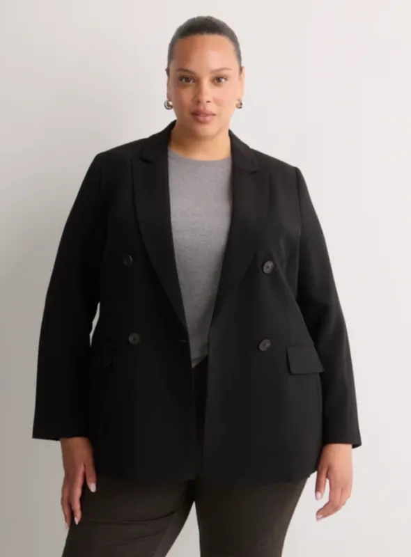 Black double-breasted city blazer  