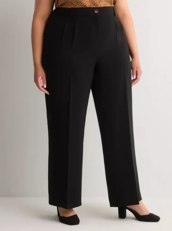 Black wide-leg city pant