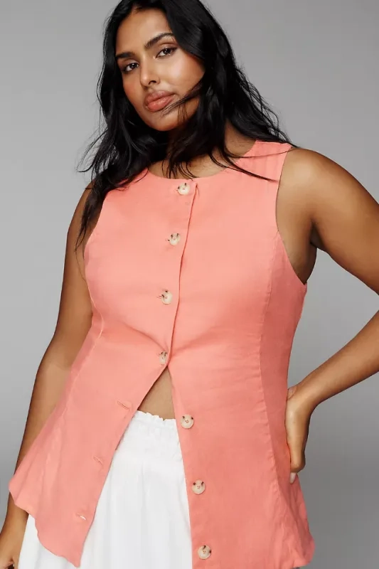 Linen stretch structured vest