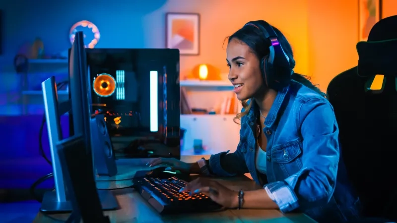 girl playing video game
