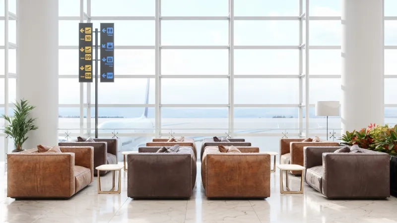 Airport lounge With leather armchairs 