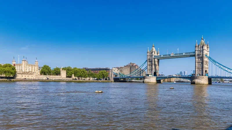 Tower of London and Tower Bridge in London