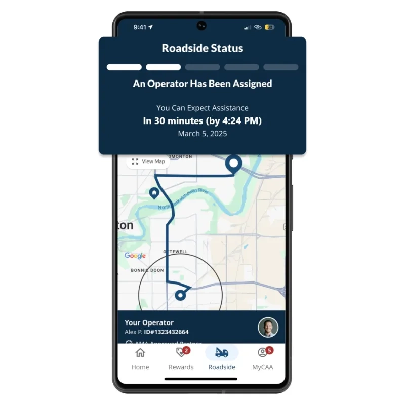 CAA App emergency roadside request