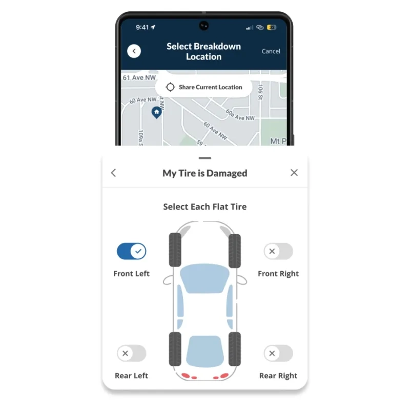 Roadside request in the CAA App