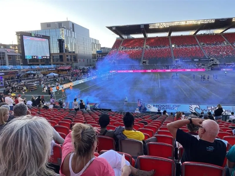 Fans watching a Ottawa Rapid FC game