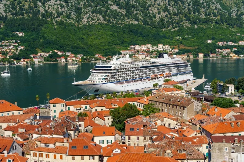 Kotor in Montenegro and the coast of the Bay of Kotor