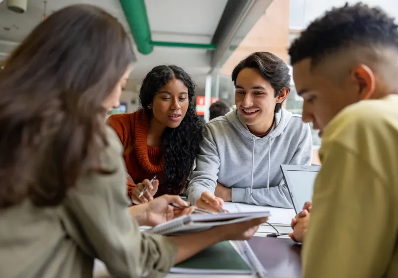 group of students studying together