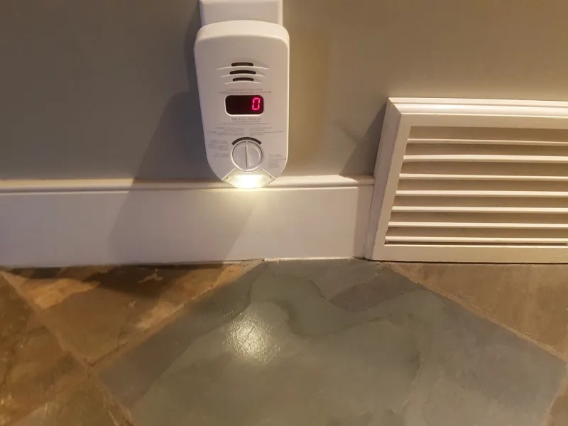Carbon Monoxide Alarm Detector plugged into residential wall