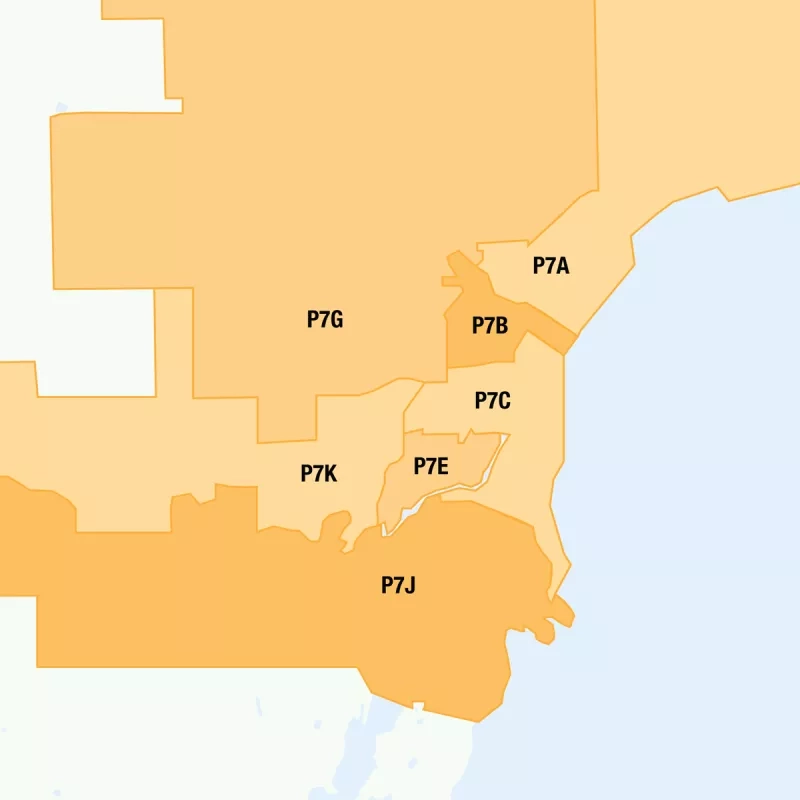 Service Map for Mobile Tire Service in Thunder Bay by Postal Code