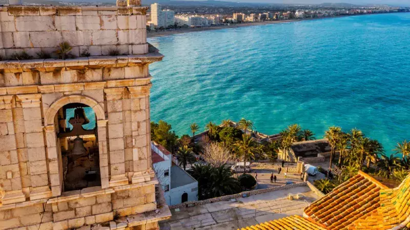 View on Peniscola from the top of Pope Luna's Castle , Valencia, Spain