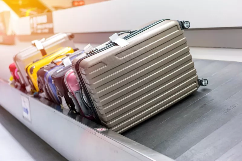 luggage with conveyor belt in the airport