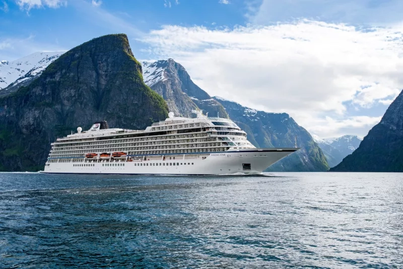 Viking Star cruises through the fjords near Flam, Norway