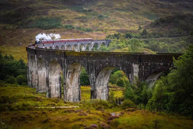 Glenfinnan Railway Viaduct with train