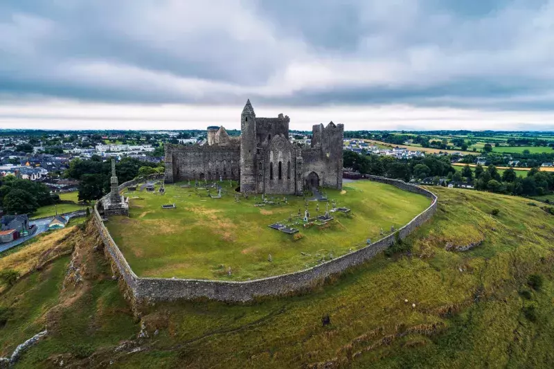 Aerial view of the Rock of Cashel in Ireland