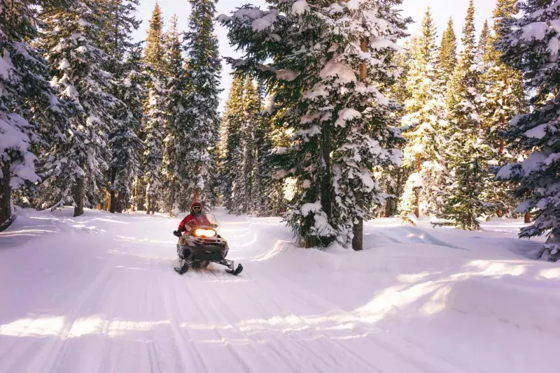 Driving snowmobile