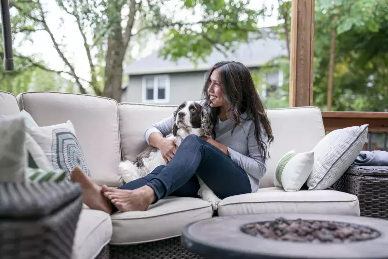 Woman Spending Time With Her Dog Outside