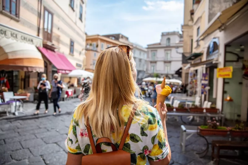 Woman With Ice Cream At Positano,Italy