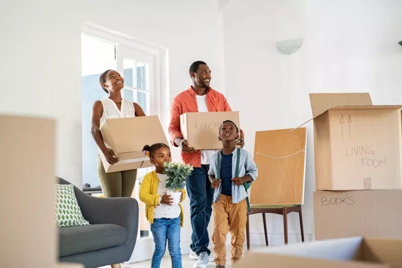 Family with two children moving house