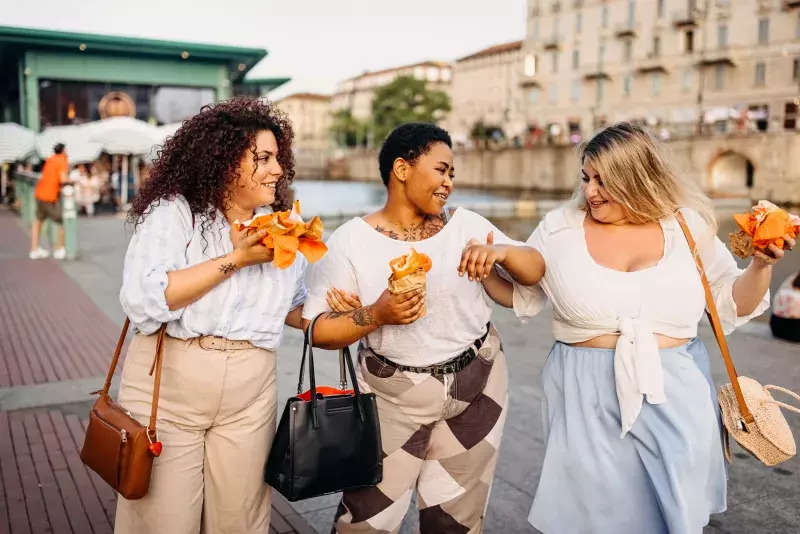 Enjoying street food together