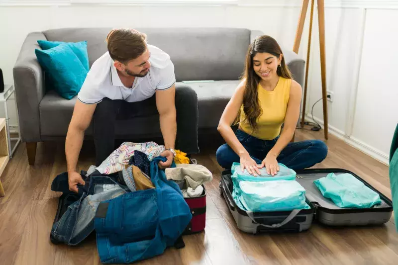 man having problems packing