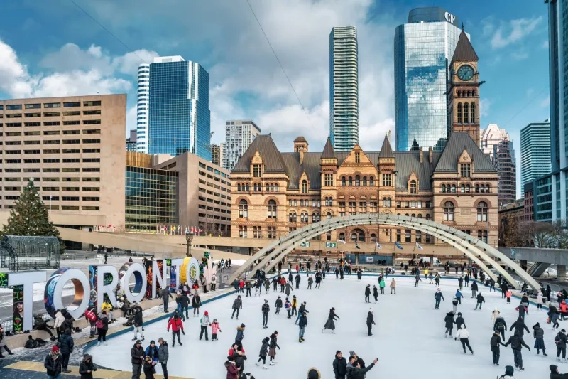 Downtown Toronto Skating Rink Nathan Phillips Square Canada