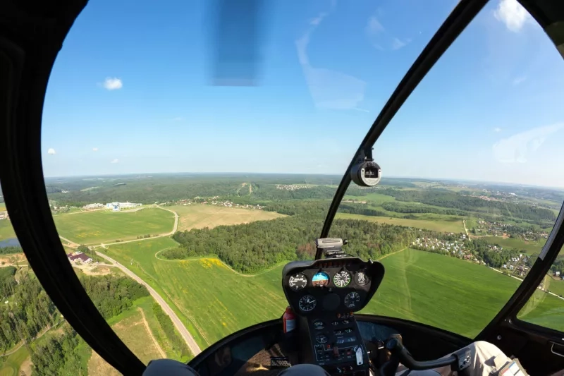 Helicopter ride. Fisheye veiw