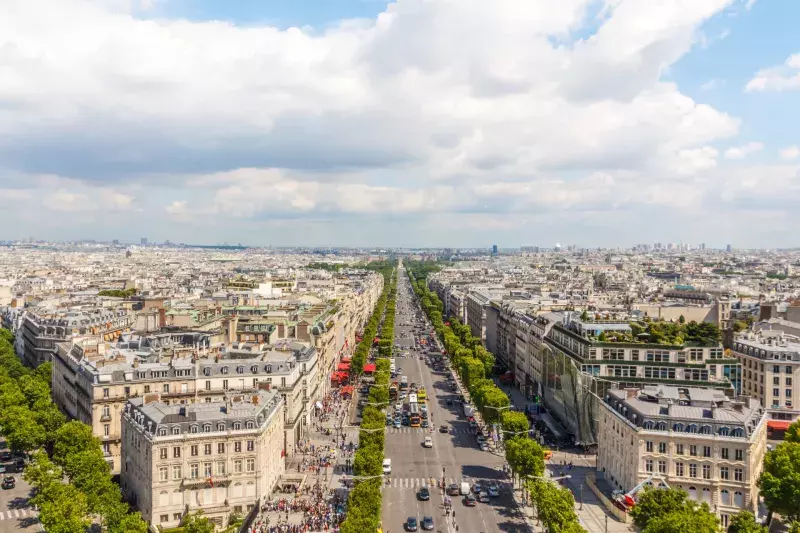 Champs elysees Avenue view from Arc de Triomphe, Paris, France