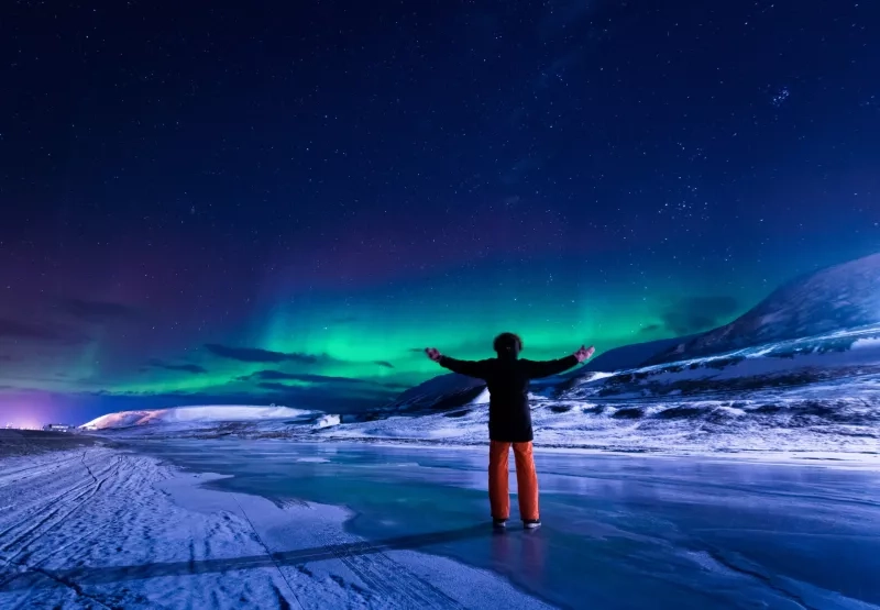 Northern lights in Norway Svalbard